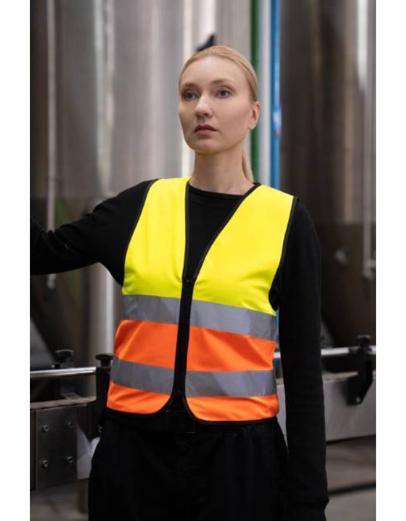 Vestă de lucru cu fermoar și elemente reflectorizante